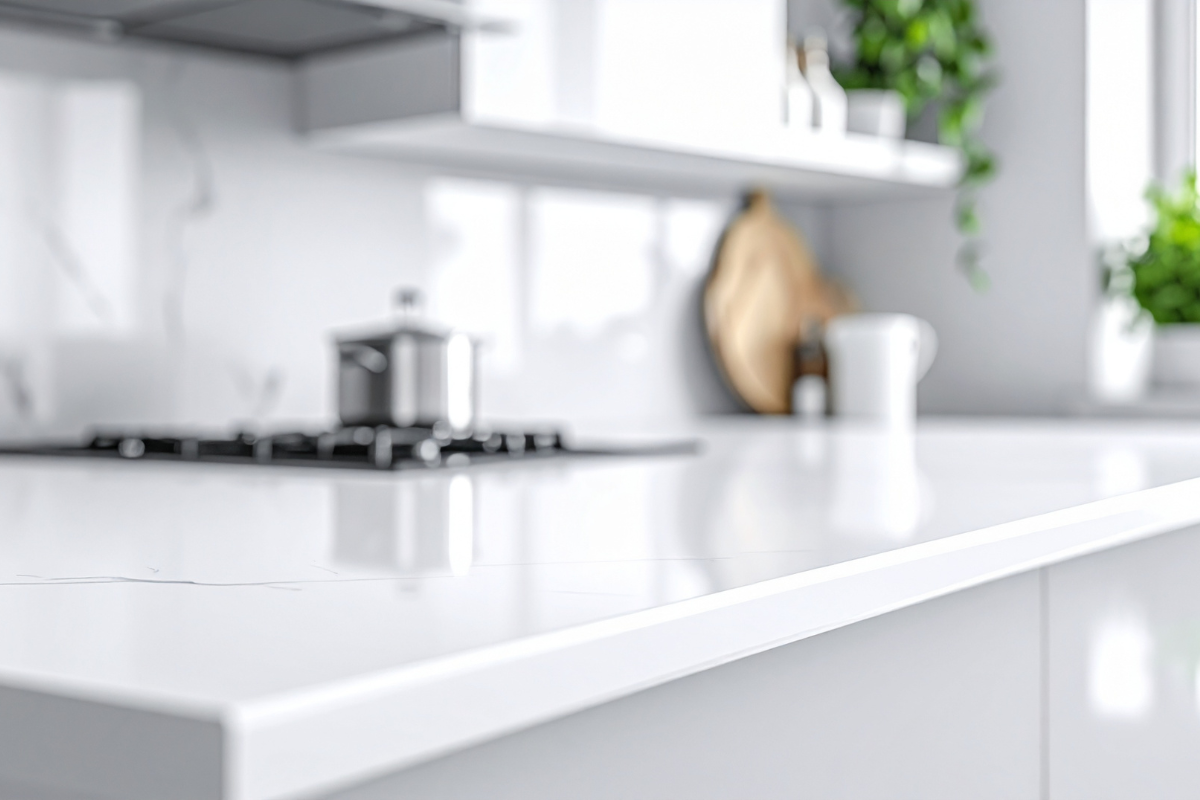 Warm minimal kitchen scene with clean countertops and a single appliance — countertop appliances that make cooking easier