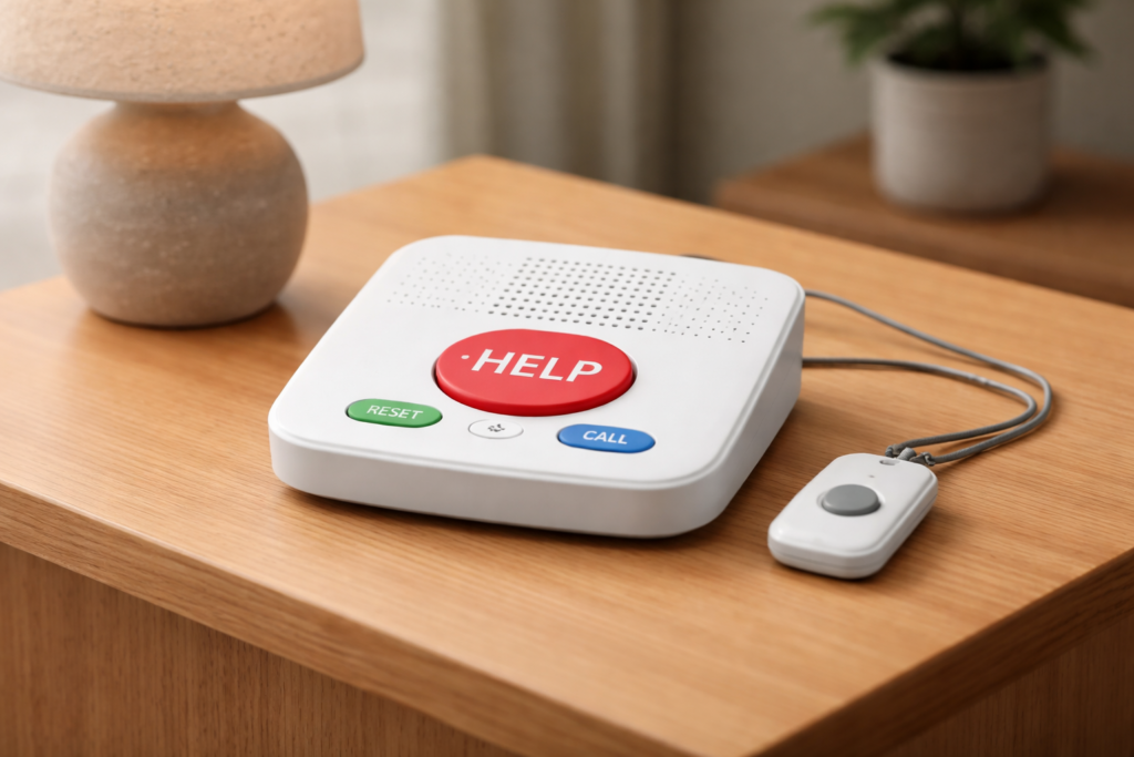 At-home emergency response device on a kitchen counter — best emergency response systems 2026