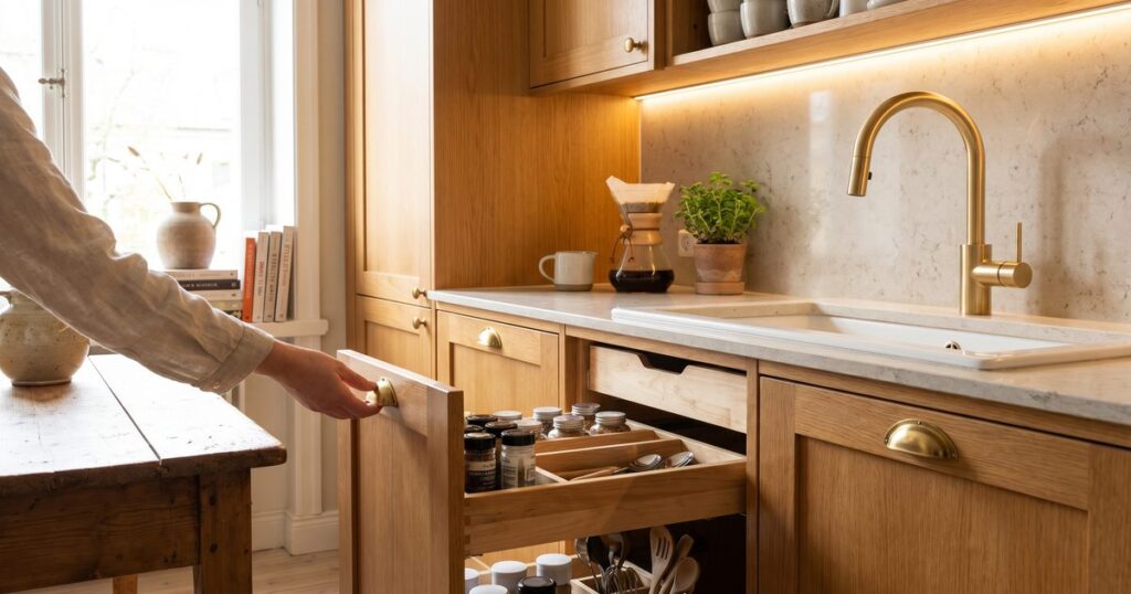Bright kitchen with smart organization and ergonomic tools